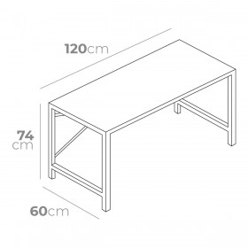 Scrivania EDM 75195 Nero Legno Metallo 120 x 60 x 74 cm