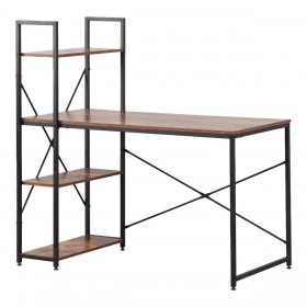 Scrivania con scaffale EDM 75196 Nero Legno Metallo 121 x 120 x 64 cm