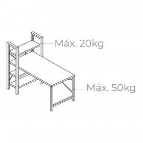 Scrivania con scaffale EDM 75196 Nero Legno Metallo 121 x 120 x 64 cm