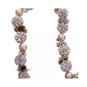 Ghirlanda di Natale Bianco Dorato Plastica Foam Ananas 150 cm