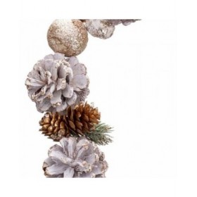 Ghirlanda di Natale Bianco Dorato Plastica Foam Ananas 150 cm
