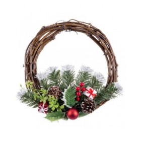 Ghirlanda di Natale Rosso Multicolore Rattan Plastica Ananas 30 cm