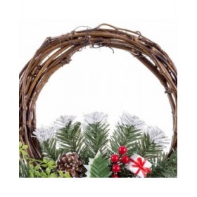 Ghirlanda di Natale Rosso Multicolore Rattan Plastica Ananas 30 cm