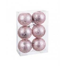 Palle di Natale Rosa Plastica 8 cm (6 Unità)