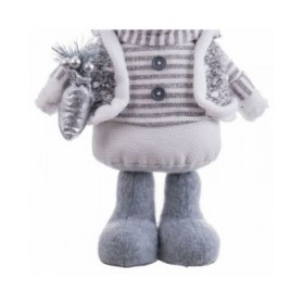Decorazione Natalizia Bianco Grigio Metallo Tessuto Orso polare 20 x 10 x 33 cm