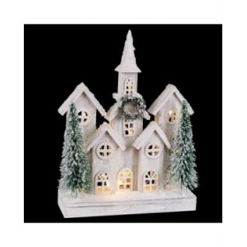 Decorazione Natalizia Bianco Verde Legno Plastica Paese 30 x 10 x 43 cm