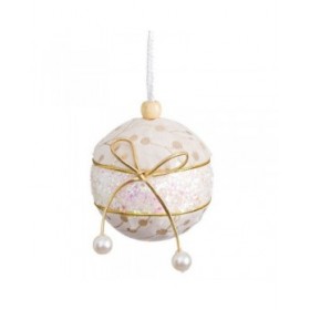 Palle di Natale Bianco Dorato Polyfoam Tessuto Fiocco 8 x 8 x 8 cm (4 Unità)