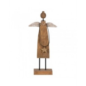 Decorazione Natalizia Naturale Legno di mango Angelo 23 x 9 x 52 cm