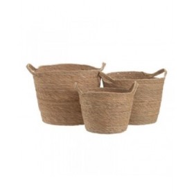 Set di Cesti Naturale Juncus 33 x 33 x 38 cm (3 Pezzi)