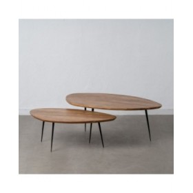 Set di 2 tavoli Nero Naturale 110 x 63 x 40 cm (2 Unità)