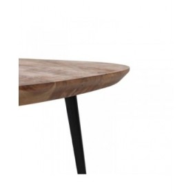 Set di 3 tavoli Nero Naturale Ferro Legno di acacia 86 x 81 x 43 cm (3 Unità)