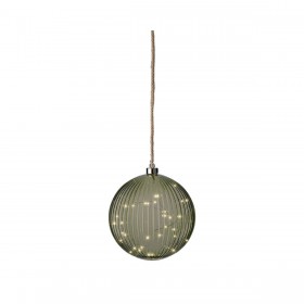 Palla di Natale Lifetime Verde Juta Cristallo Ø 20 cm Riattaccare MicroLED