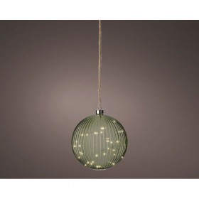 Palla di Natale Lifetime Verde Juta Cristallo Ø 20 cm Riattaccare MicroLED