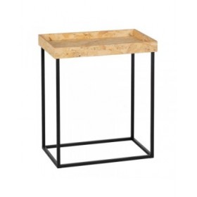 Set di 3 tavoli Nero Naturale Ferro Legno MDF 57,5 x 37,5 x 67,5 cm (3 Unità)