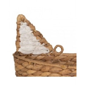 Cesto Volpe Bianco Nero Beige Fibra naturale 30 x 11 x 33 cm