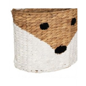 Cesto Volpe Bianco Nero Beige Fibra naturale 30 x 11 x 33 cm