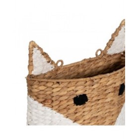 Cesto Volpe Bianco Nero Beige Fibra naturale 30 x 11 x 33 cm