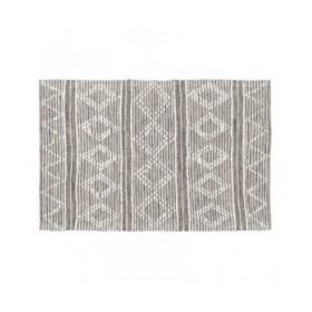 Tappeto Bianco Grigio 60 % Cotone 40 % Poliestere 120 x 180 cm