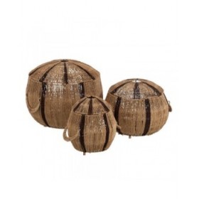 Set di Cesti Marrone Naturale Juta 45 x 45 x 36 cm (3 Pezzi)