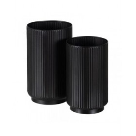 Set di vasi da fiori Nero Ferro 16,5 x 16,5 x 28 cm (2 Unità)