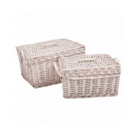 Scatole per conservare Alexandra House Living Bianco vimini Legno di salice 2 Pezzi