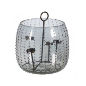 Portacandele Grigio Metallo Cristallo 28 x 28 x 25 cm