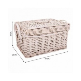 Scatole per conservare Alexandra House Living Bianco vimini Legno di salice 2 Pezzi