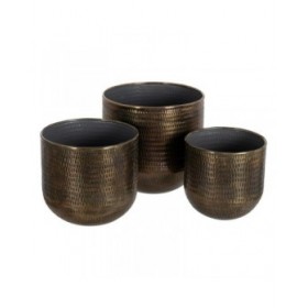 Set di vasi da fiori Bronce Dorato Alluminio 37,5 x 37,5 x 35 cm (3 Unità)