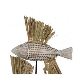 Statua Decorativa Bianco Marrone Naturale Pesci 30 x 10 x 40 cm