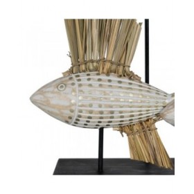 Statua Decorativa Bianco Marrone Naturale Pesci 30 x 10 x 40 cm
