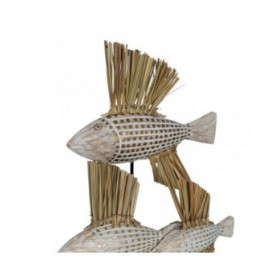 Statua Decorativa Bianco Marrone Naturale Pesci 30 x 10 x 40 cm