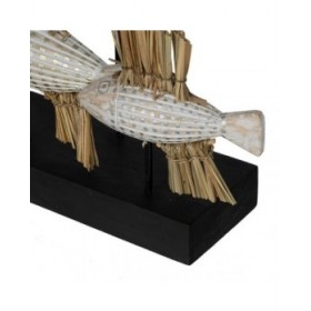 Statua Decorativa Bianco Marrone Naturale Pesci 30 x 10 x 40 cm