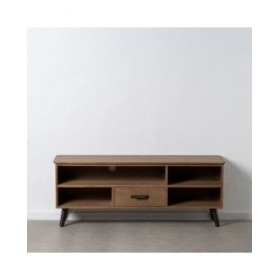 Mobile TV Nero Naturale Ferro Legno di abete 150 x 41 x 59 cm