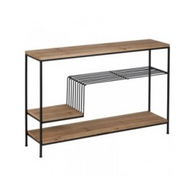 Scaffale Marrone Nero Legno Ferro 110 x 28,5 x 76 cm