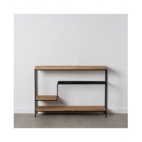 Scaffale Marrone Nero Legno Ferro 110 x 28,5 x 76 cm