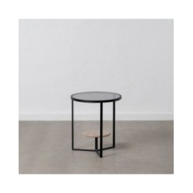 Tavolo aggiuntivo Nero Naturale Cristallo Ferro 45 x 45 x 50 cm