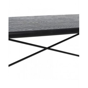 Tavolino da Caffè OSLO Nero Naturale Ferro Legno MDF 109,5 x 60 x 40,5 cm