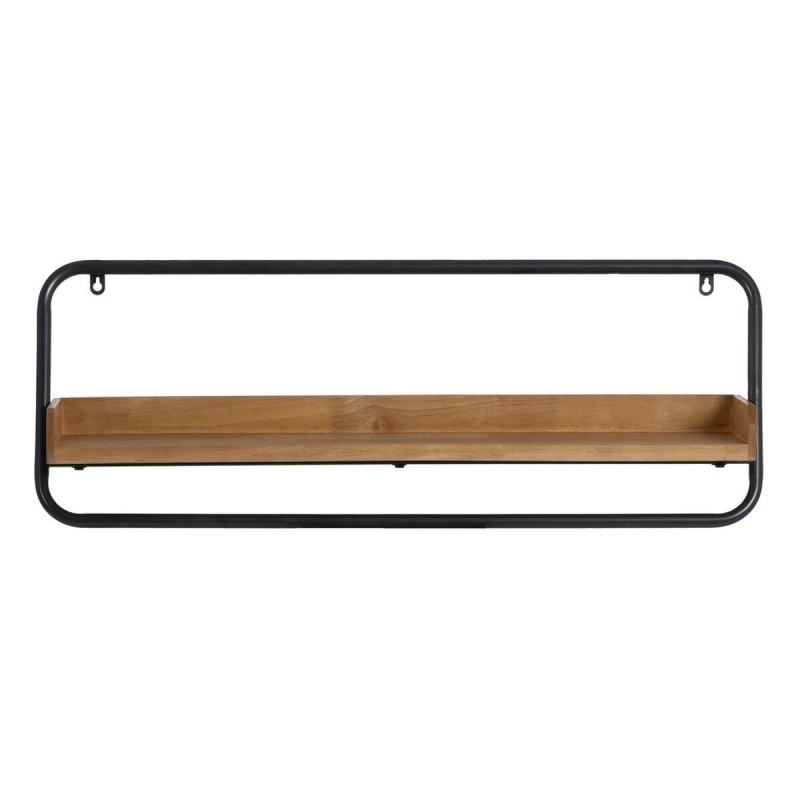Scaffale Nero Naturale Ferro Legno d'albero della gomma 80 x 18 x 36 cm