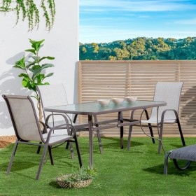 Tavolo da Pranzo Neila 150 x 90 x 72 cm Cristallo Acciaio