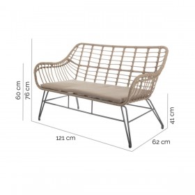Poltrona da giardino Ariki 121 x 62 x 76 cm rattan sintetico Acciaio Grafite