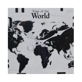 Orologio da Parete Mappamondo Bianco Nero Ferro 70 x 70 x 6,5 cm