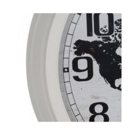 Orologio da Parete Mappamondo Bianco Nero Ferro 70 x 70 x 6,5 cm