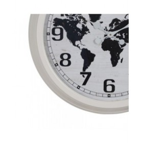 Orologio da Parete Mappamondo Bianco Nero Ferro 70 x 70 x 6,5 cm