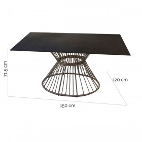 Tavolo da Pranzo Ariki 150 x 120 x 71,5 cm rattan sintetico Acciaio