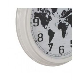 Orologio da Parete Mappamondo Bianco Nero Ferro 70 x 70 x 6,5 cm