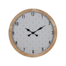 Orologio da Parete Bianco Naturale Legno Cristallo 60 x 60 x 6,5 cm