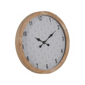 Orologio da Parete Bianco Naturale Legno Cristallo 60 x 60 x 6,5 cm