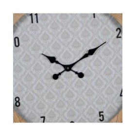 Orologio da Parete Bianco Naturale Legno Cristallo 60 x 60 x 6,5 cm