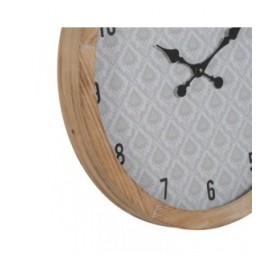 Orologio da Parete Bianco Naturale Legno Cristallo 60 x 60 x 6,5 cm