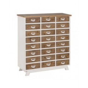 Cassettiera Bianco Beige Ferro Legno di abete 94 x 35 x 108 cm